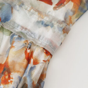 Low Shrink Watercolor Floral Midi Dress Women Ruffle Neck Long Sleeve Belted Elegant Casual Dress 6