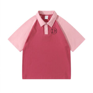 Low Shrink Cotton Raglan Sleeve Color Block Polo Shirt, Two Tone Short Sleeve Blank Polo, Support Custom Embroidery & Print Logo 6